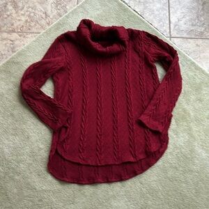 Red Lolly uneven hem cable knit sweater